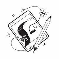 Phone and pen with Stay Connected text in a border frame with copy space concept as Camera movement Pan across the phone and pen focusing on the text Scene Modern and sleek layout pure Set 2 vector