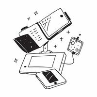 Phone Stand and Notebook with Remote Work Text concept as A phone stand and notebook with Remote Work text on a white background emphasizing organization and productivity in remote pure vector