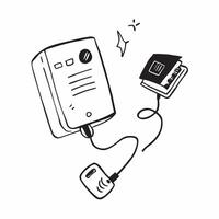 Phone Charger and Notebook with Remote Work Text concept as A phone charger and notebook with Remote Work text on a white background symbolizing the blend of charging and note taki pure Set 3 vector