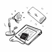 Phone Stand and Notebook with Remote Work Text concept as A phone stand and notebook with Remote Work text on a white background emphasizing organization and productivity in remote pure Set 4 vector