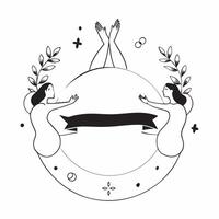 Plus Size Model Circle Border Frame with Balance Text concept as A circular border frame featuring elements representing plus size models with the word Balance elegantly positioned pure Set 2 vector