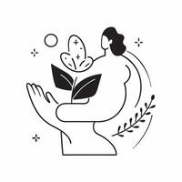 Plus Size Model Icon and Flower with Growth Text concept as A sleek design featuring a plus size model icon paired with a flower symbol and the word Growth The elements are pure vector