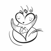 Plus Size Model Heart with Love Text concept as An abstract featuring a heart symbol representing plus size models with the word Love in a soft flowing script The elements pure vector