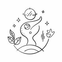 Plus Size Model Outline and Circle with Balance Text concept as An abstract design featuring an outline of a plus size model and a circle symbol with the word Balance The e pure vector