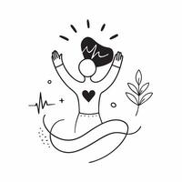 Plus Size Model Outline and Heartbeat with Vitality Text concept as An abstract featuring an outline of a plus size model paired with a heartbeat symbol and the word Vitalit pure vector