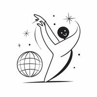 Plus Size Model Silhouette and Globe with World Text concept as An abstract featuring the silhouette of a plus size model paired with a globe symbol and the word World The pure vector