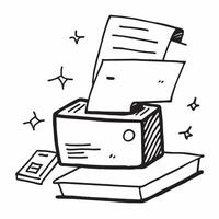 Printer and Paper Isolated concept as A image showing a printer and a stack of paper isolated on a white background Ideal for representing essential office equipment in a h pure Set 6 vector