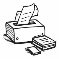 Printer and Paper Isolated concept as A image showing a printer and a stack of paper isolated on a white background Ideal for representing essential office equipment in a h pure Set 7 vector