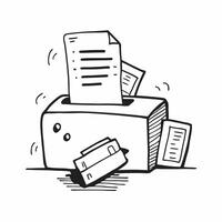 Printer and Paper Isolated concept as A image showing a printer and a stack of paper isolated on a white background Ideal for representing essential office equipment in a h pure Set 4 vector