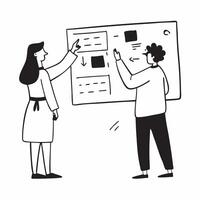 Project manager candidly presenting a timeline to a client concept as A candid shot of a project manager presenting a project timeline to a client The camera captures the clarity pure vector