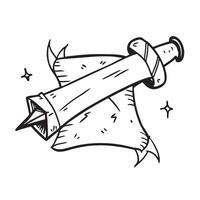 Ramayana Scroll and Sword concept as illustration of an ancient scroll with a sword isolated on a white background symbolizing the wisdom and strength from the epic Ramayana pure vector