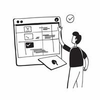 Project coordinator managing tasks on a glossy project management tool in a flexible workspace concept as Camera movement Pan across the screen displaying task assignments and proj pure vector