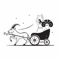 Ram and Sita in a Chariot concept as Mid shot of Ram and Sita in a chariot with a glossy sheen highlighting the intricate designs and golden accents on the chariot creating a majes pure vector