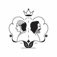Ram and Sita Silhouette Frame concept as Vertical frame with silhouettes of Ram and Sita on opposite sides creating a royal and divine Dussehra themed copy space with a focus on lo pure vector