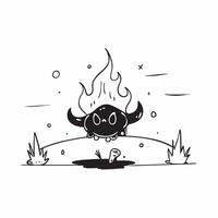 Ravana Burning Ceremony concept as Dynamic shot of Ravanas effigy burning in a field with flames and sparks flying upwards captured in a glossy high contrast finish to emphasize th pure vector