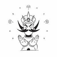 Ravanas Ten Heads and Crown concept as illustration of Ravanas ten heads with a crown isolated on a white background symbolizing his multiple personalities and power with de pure vector