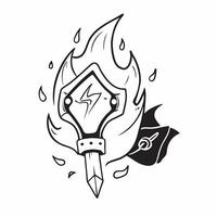 Ravanas Weapon and Fire concept as illustration of Ravanas weapon surrounded by fire isolated on a white background symbolizing destruction and power during Dussehra with vi pure vector