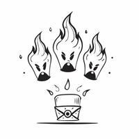 Ravanas Ten Heads on Fire concept as Dynamic shot of Ravanas ten heads effigy burning with flames engulfing the heads and a glossy finish on the effigy highlighting the dramatic sc pure vector