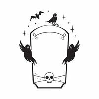Raven and Skull Border with Omen Text concept as A dark and eerie border frame featuring ravens and skulls around the edges with the word Omen in a gothic font The design provides pure vector