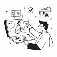 Remote medical professional consulting in a glossy flexible workspace concept as Camera movement Zoom into the medical professional screen during a virtual consultation Scene A cl pure Set 2 vector