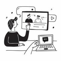 Remote educator teaching a class in a glossy flexible workspace concept as Camera movement Pan across the educator screen during an online class Scene A professional and tech savv pure vector