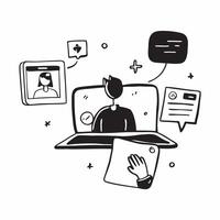 Remote medical professional consulting in a glossy flexible workspace concept as Camera movement Zoom into the medical professional screen during a virtual consultation Scene A cl pure vector