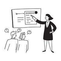 Remote sales manager presenting a sales pitch in a glossy flexible workspace concept as Camera movement Pan across the screen showing sales data and presentation slides Scene A po pure vector