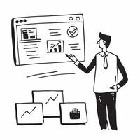 Remote sales manager presenting a sales pitch in a glossy flexible workspace concept as Camera movement Pan across the screen showing sales data and presentation slides Scene A po pure Set 2 vector