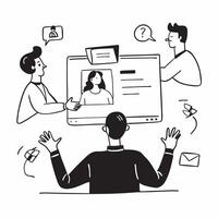 Sales team discussing strategies in a glossy virtual meeting concept as Camera movement Pan across the sales team screens showing strategic discussions with a glossy polished inter pure vector