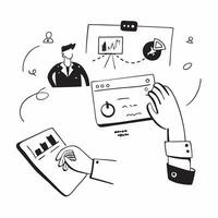 Sales representative closing deals in a glossy abstract virtual meeting concept as Camera movement Pan across the screen showing sales data and closing deals with a glossy abstract pure vector