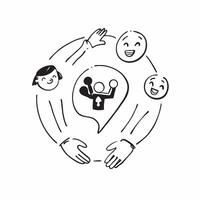 Same Parent Circle with Belonging Text concept as An isolated of a circle formed by icons representing same parents with the word Belonging in a soft font This design empha pure Set 2 vector