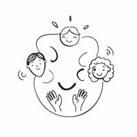 Same Parent Circle with Unity Text concept as An isolated featuring a circular arrangement of icons representing same parents with the word Unity in a bold modern font This pure vector