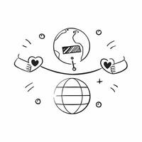 Same Parent Globe with Global Text concept as An isolated of a globe with two icons representing same parents and the word Global in a bold modern font This design represen pure vector