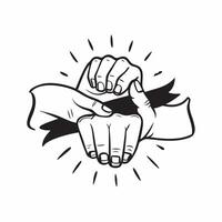 Same Parent Hands with Family Love Text concept as An isolated showing two hands representing same parents holding each other with the word Family Love in a bold modern font pure vector
