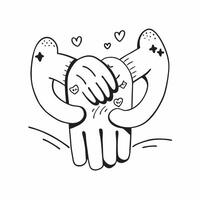 Same Parent Hands with Family Love Text concept as An isolated showing two hands representing same parents holding each other with the word Family Love in a bold modern font pure Set 2 vector