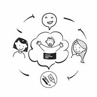 Same Parents Circle with Belonging Text concept as An isolated of a circle formed by icons representing same parents with the word Belonging in a soft font This design emph pure Set 2 vector