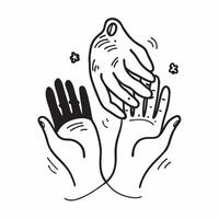 Same Parents Hands with Care Text concept as An isolated of two hands representing same parents with the word Care in a soft inviting font This design represents the care a pure vector
