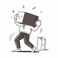 Shopper Carrying Large Box concept as Candid shot of a shopper struggling to carry a large box through a crowded store during Black Friday capturing the determination and physical pure vector