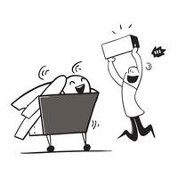 Shopper with Full Shopping Cart concept as Candid shot of a shopper pushing a full shopping cart through a crowded store on Black Friday capturing the excitement and intensity of t pure vector