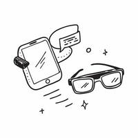 Smartphone and Glasses with Remote Work Text concept as A smartphone and glasses with Remote Work text on a white background highlighting the necessity of clear vision and communic pure Set 2 vector