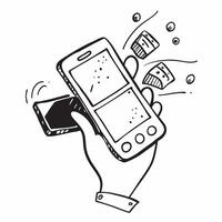 Smartphone with Holographic Apps and Icons concept as A photo featuring a smartphone with glowing holographic apps and icons isolated on a white background with ample copy space on pure Set 4 vector
