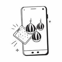 Smartphone with holographic Diwali lanterns and Light Up Diwali text isolated on white balance concept as Camera movement Pan across the smartphone screen and holographic lanterns pure vector