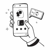 Smartphone with holographic call interface and copy space isolated on white balance concept as Camera movement Focus on the smartphone screen displaying a glowing holographic pure vector