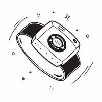Smartwatch displaying a holographic calendar concept as A smartwatch is positioned in the center of the frame displaying a holographic calendar that hovers just above the device T pure vector