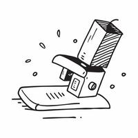 Stapler and Staple text isolated on white background concept as Camera movement Zoom into the stapler and text Scene Isolated white background with sleek and modern design element pure vector