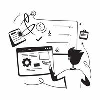 Software developer coding in a glossy abstract virtual meeting concept as Camera movement Pan across the screen showing coding activities with a glossy abstract interface Scene A pure vector