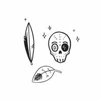Sugar Skull and Marigold Petal Isolated concept as A illustration featuring a sugar skull paired with a single marigold petal both isolated on a white background The pure vector