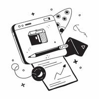Tablet and keyboard with holographic content creation app and flexible workspace text concept as Camera movement Pan across the tablet and keyboard with a holographic content creat pure Set 2 vector