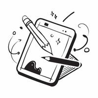 Tablet and Pen with Creative Freedom text isolated on white background concept as Camera movement Focus on the tablet and pen emphasizing creative freedom in design Scene Sleek an pure vector