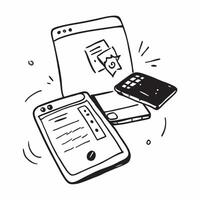 Tablet and Keyboard with Remote Work Text concept as A tablet and keyboard with Remote Work text on a white background illustrating the blend of digital and manual tools in remote pure Set 2 vector